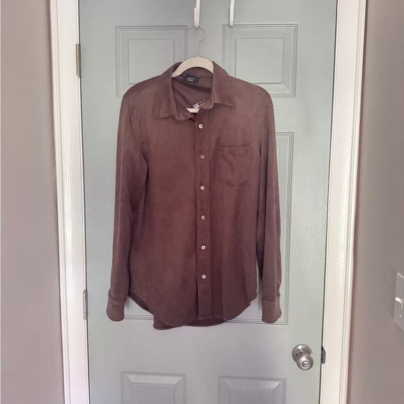 VICI Brown Suede Button-Up Shirt - Picture 1 of 6